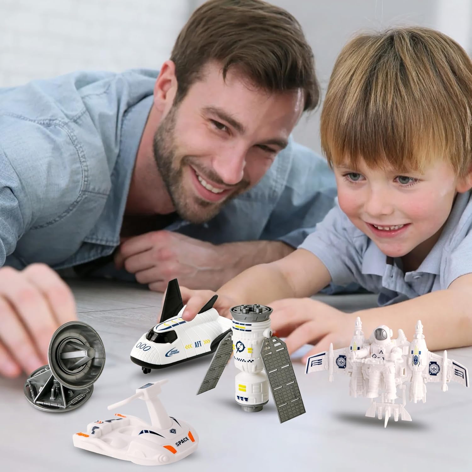 Wbzle Rocket Ship Toy, Spaceship Toy Set with UFO Alien, Space Toys Kit with Lights and Sound, Astronaut Figure Playset, STEM Toddler Toys for Boys 4-6 Year Old