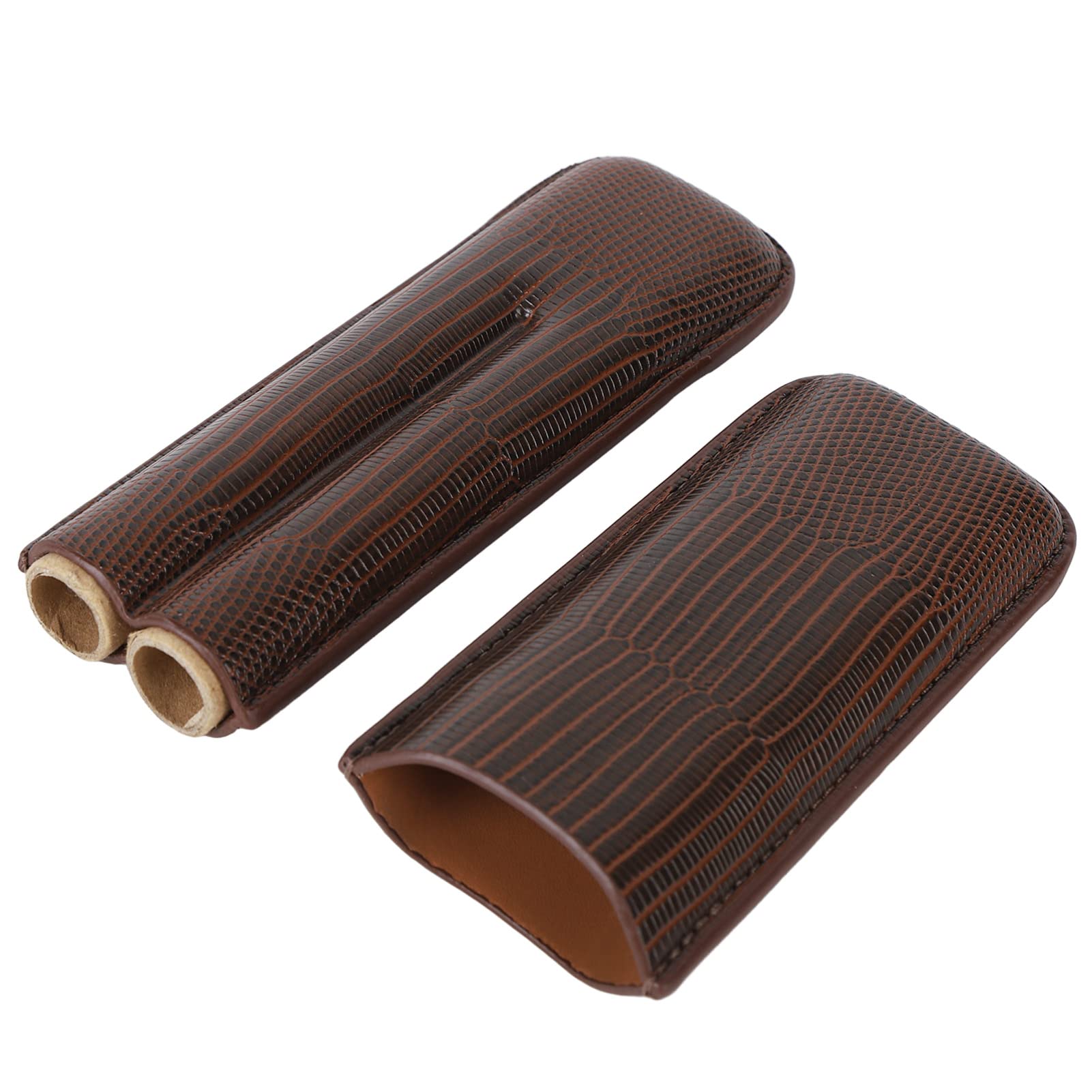 Keshow Brown Cigar Case Holder Portable Pu Leather Travel For Cigar Travel Case