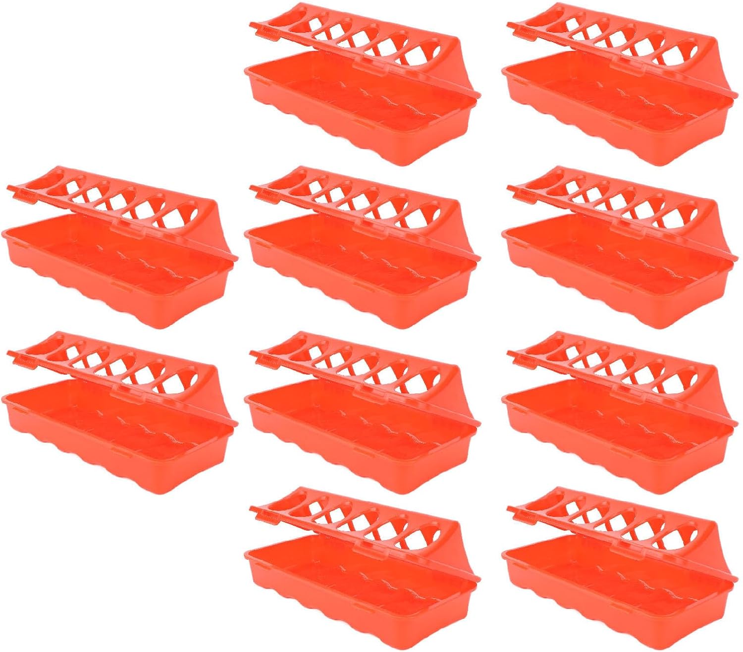 10 Set Flip Top Chick Feeder Waterer Plastic Quail Small Poultry Feeding Tray 12 Trough Dish Dispenser for Chicken Duck