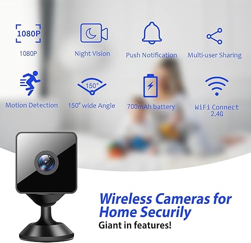 Miniatura 2 de Mini cámara magnética inalámbrica 2025 HD de seguridad para el hogar, WiFi 1080P Micro Nanny Cam con detección de movimiento, almacenamiento en la