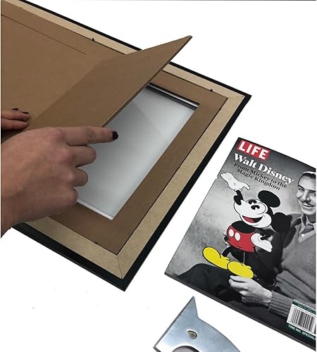 Miniatura 2 de Creative Picture Frames 1420bk-b Marco de cargador doble para revistas de 8 14 x 11 pulgadas, alfombrilla de núcleo negroblanco con ganchos