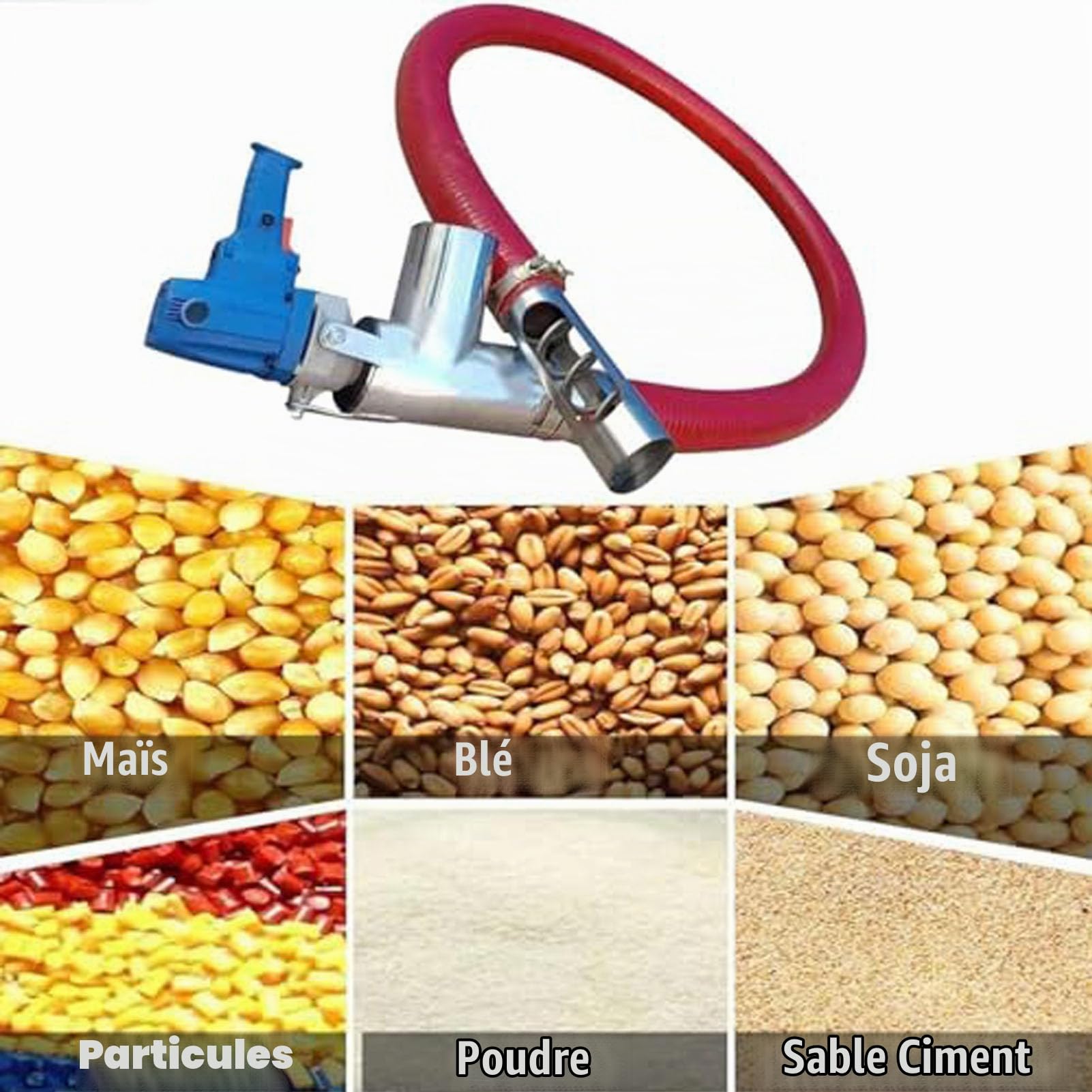 Machine de pompage de grains, tarière d'aspiration domestique, convoyeur à vis de 1500 W pour un transport efficace des grains, longueur de 3 m