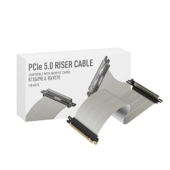 LINKUP PCIE 5.0 Riser Cable | for Vertical GPU Mount | Right Angle | Graphics Card GPU Ready | Usable with PCIe 4.0 & RX9070/ RTX5090 | 20cm Total Length 24cm