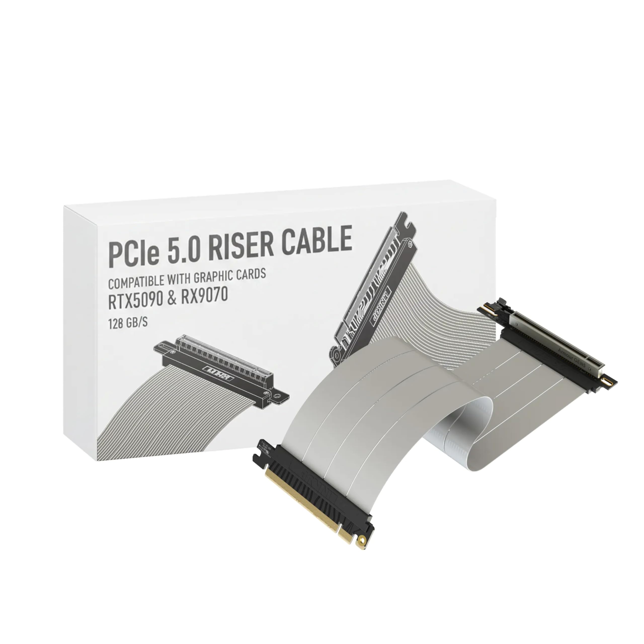 LINKUP PCIe 5.0 Riser Cable | Vertical GPU Mount | Right Angle, 30cm