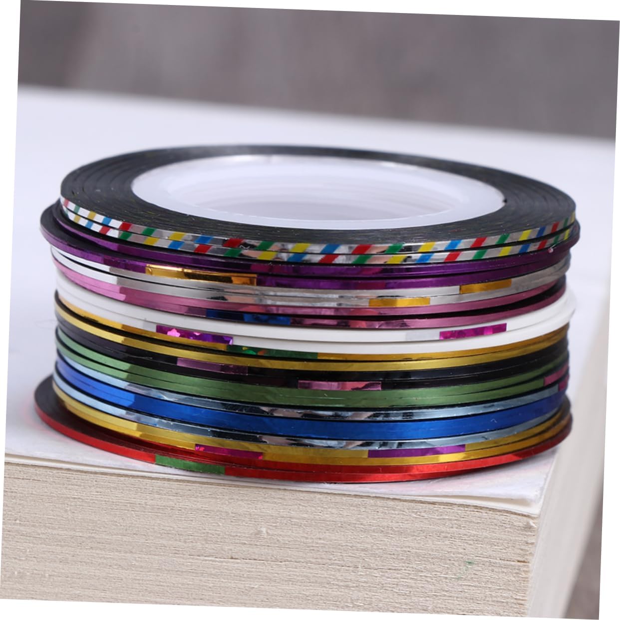 30rolls Nail Art Gold Silver Thread Striping Tapes Holographic Nail Stickers for Press Rolls