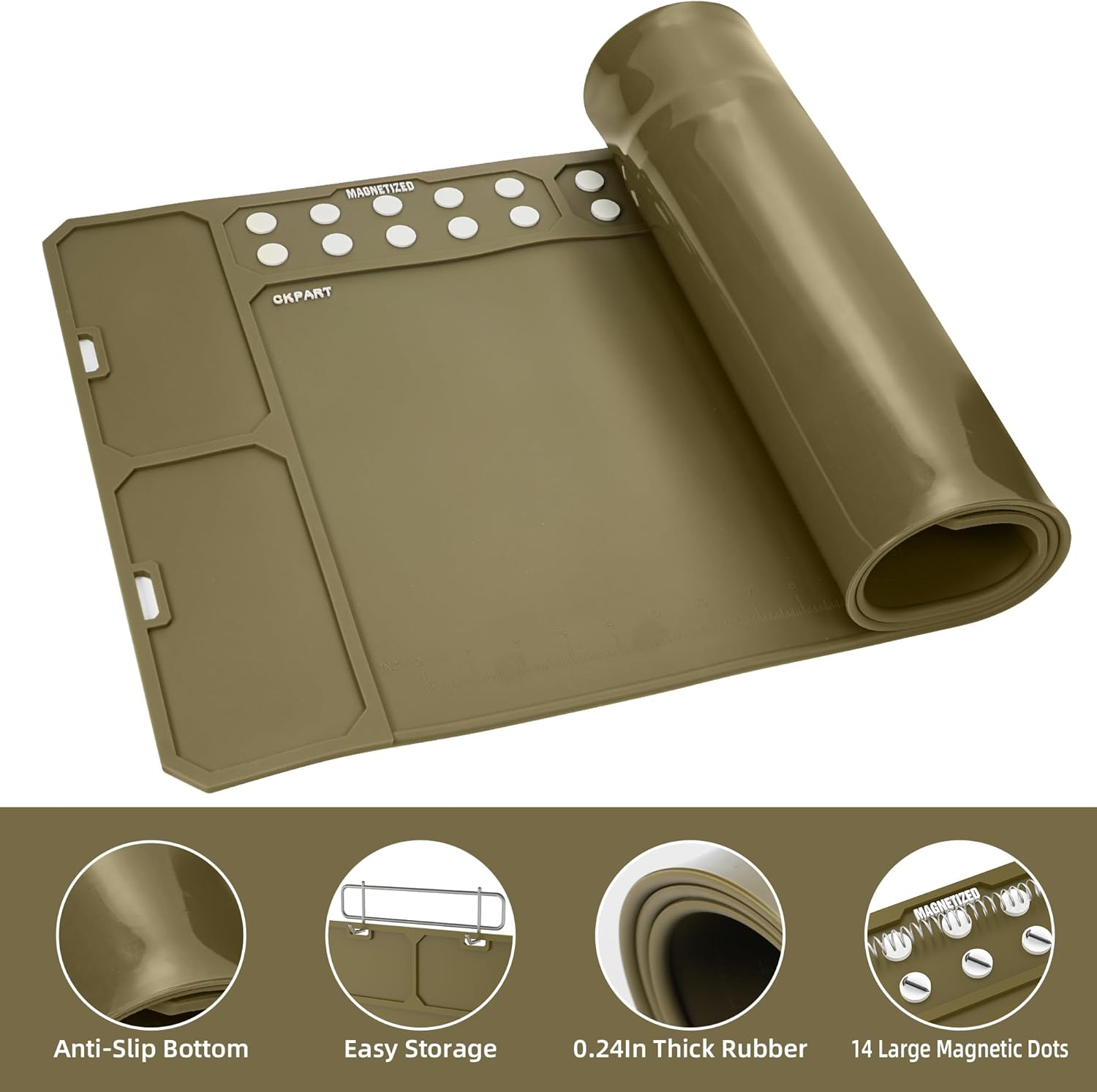 Gun Clean Mat Magnectic for All Guns Extra Large 48"x16" for Rifle Anti-Slip Rubberized Repair Mat for Gun Parts