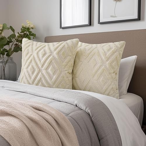 Miniatura 6 de Pallene Juego de 2 fundas decorativas para cojín lumbar de piel sintética suave de 12 x 20 pulgadas  12.0 x 20.0 in., de terciopelo de lana corta