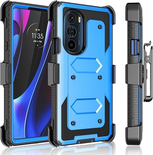 Tekcoo Para Motorola Edge Plus 5G UW 2022 Moto Edge+ 30 Pro X30 XT2201 Funda Clip Tshell Absorción de golpes Pantalla integrada Cinturón de