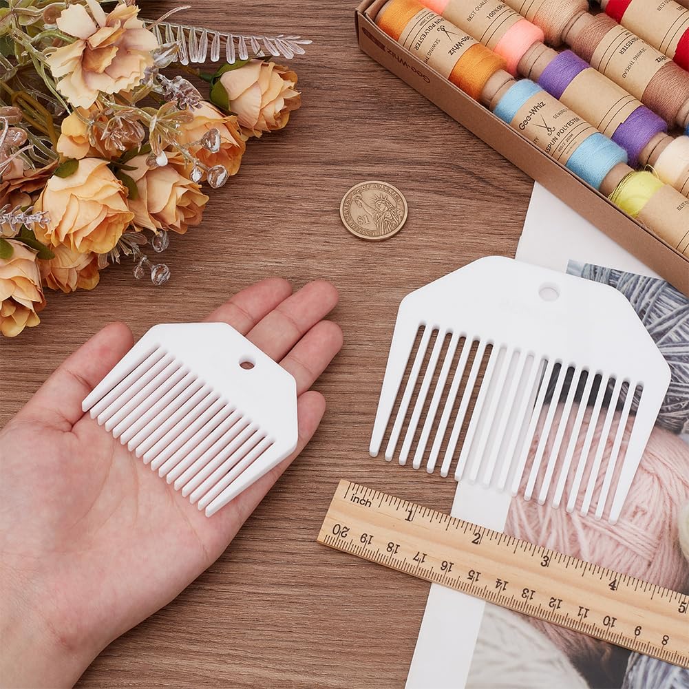 BENECREAT 2Pcs Acrylic Weaving Comb, Tapestry Weaving Comb Braided Tools, Loom Comb Weaving Knitting Accessories for Tapestry Craft Wall Decor Making