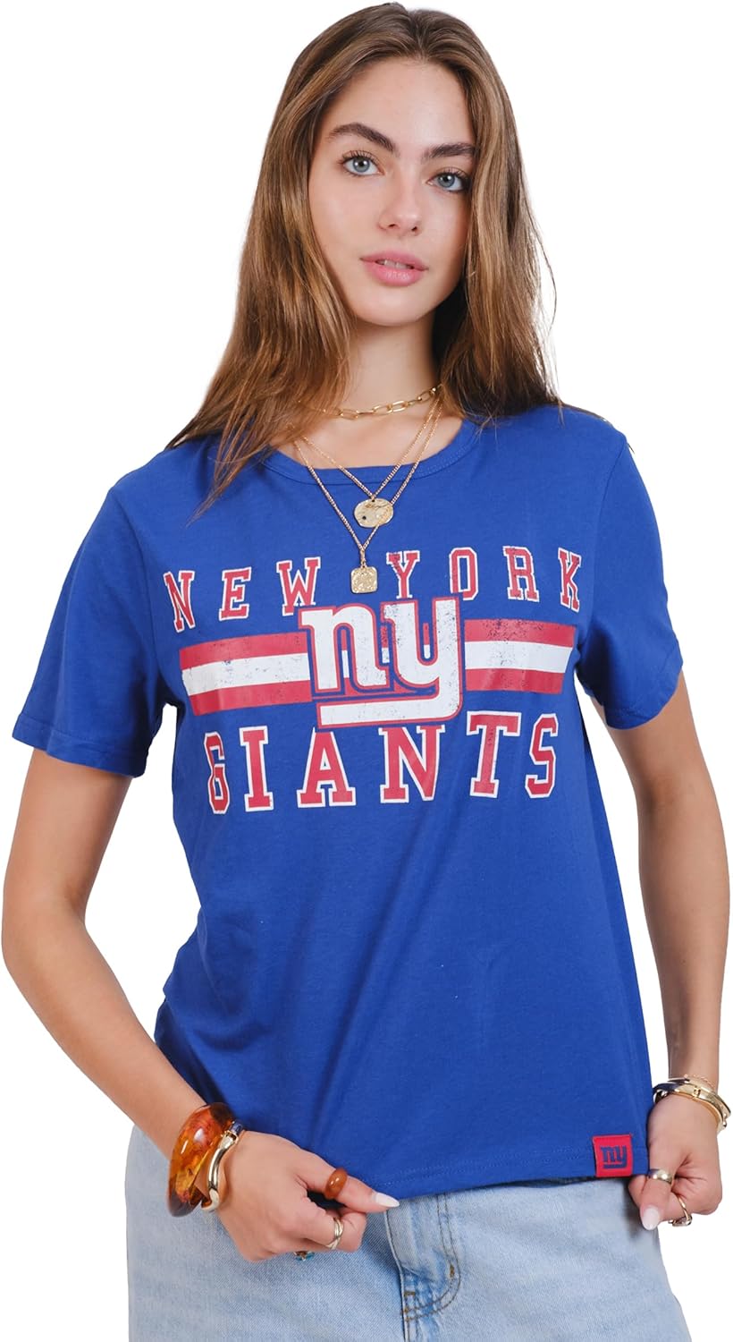 Ultra Game Women's NFL Official Distressed Graphics Super Soft Crew Neck T-Shirt