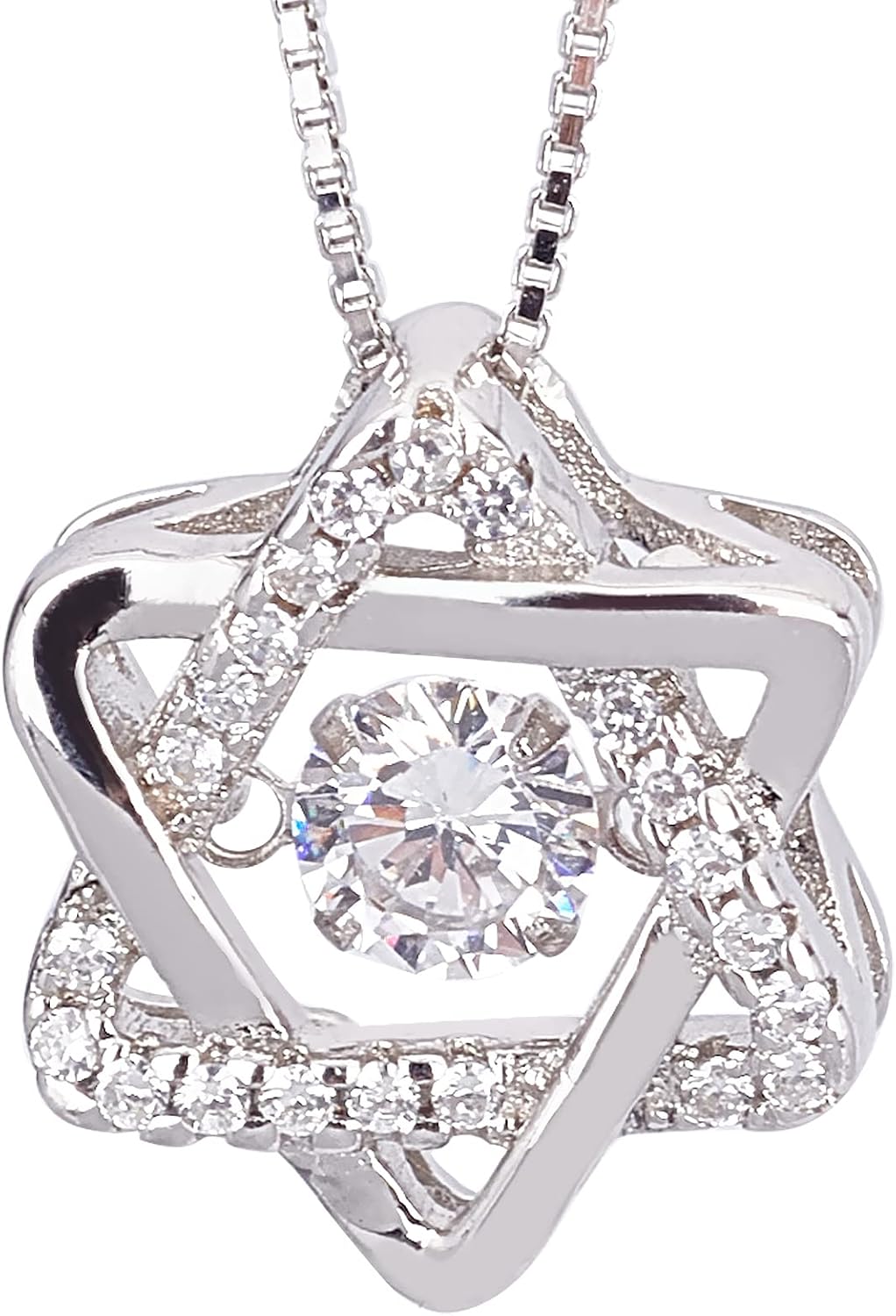 CREATCABIN 925 Sterling Silver Star Shape Necklace Gift from Mom with