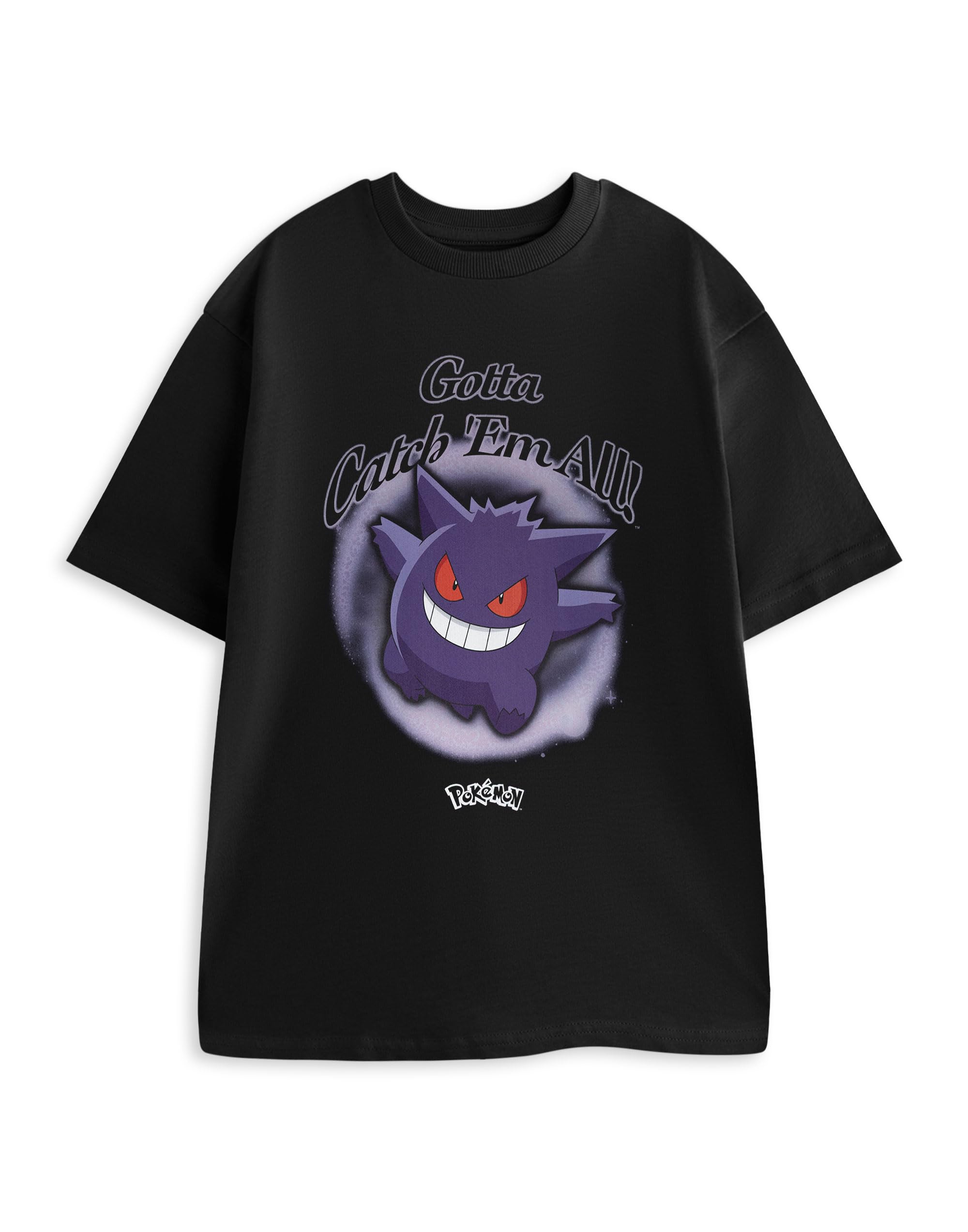 Pokémon Men's Black Gengar Graphic Tee | Short Sleeved T-Shirt With Printed Front Chest Design & Crew Neckline | Gotta Catch Em All Cartoon Character Top | Pokemon Merch - Small