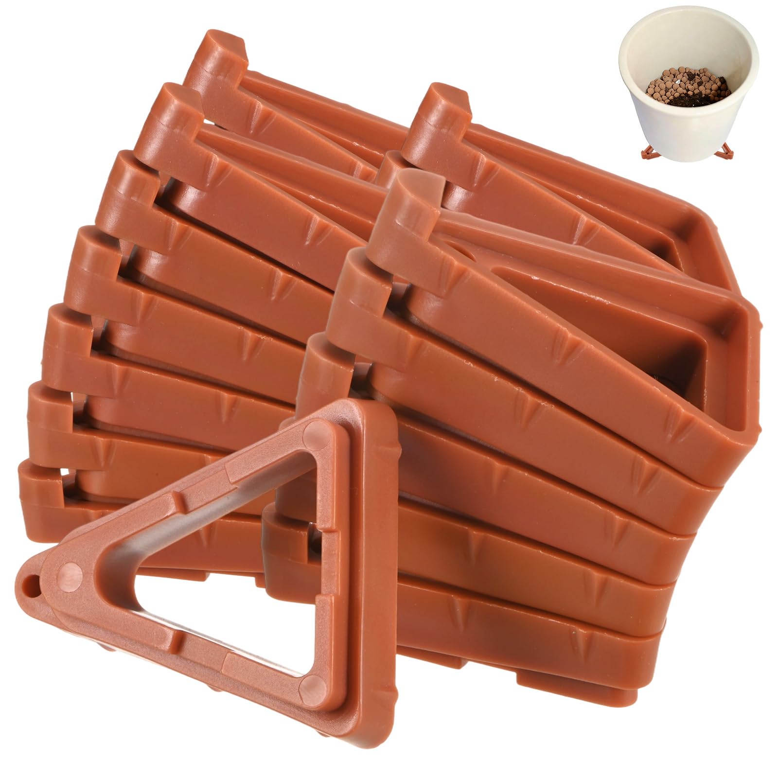 M METERXITY 24-Pack Plant Pot Feet for Outdoor Planters, 2.8 x 2.2 Inch Plastic Invisible Flower Pot Risers Toes for Indoor/Outdoor, Prevent Rotting on Wood [Brown] — image 1