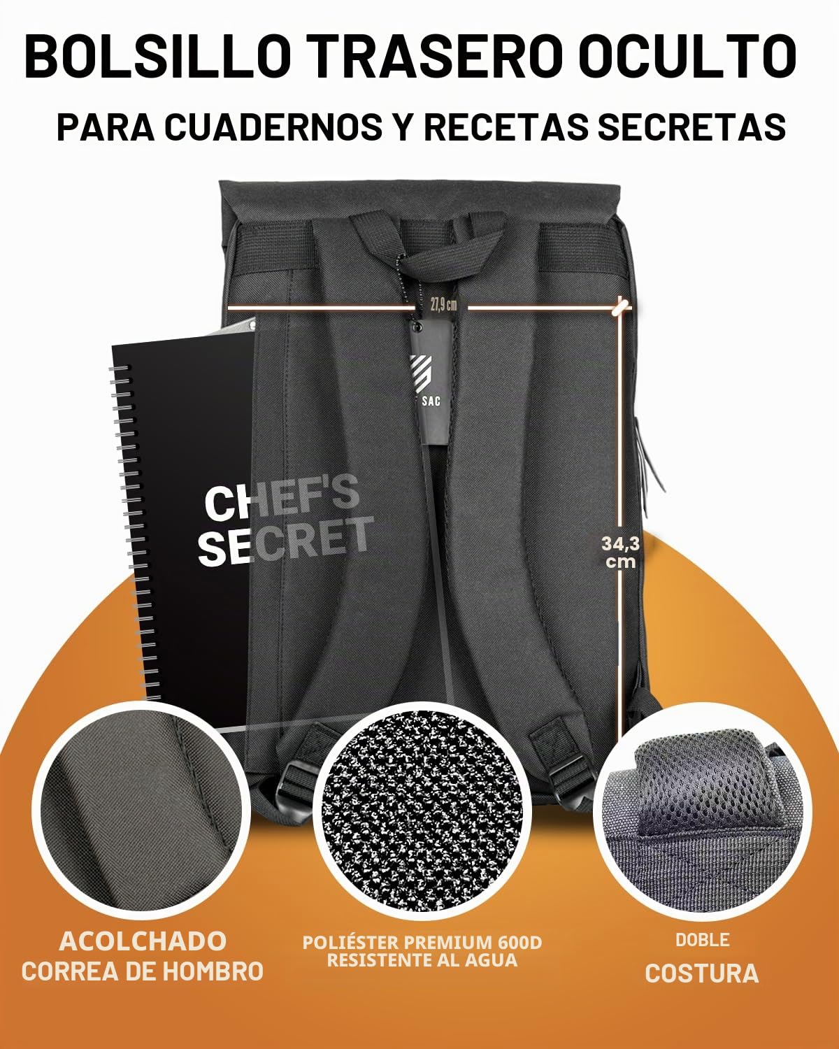 Mochila vintage para cuchillos de chef, funda de transporte profesional para chefs y estudiantes culinarios, más de 30 bolsillos, capacidad para cuchillos de 25 cm, material 600D resistente al agua