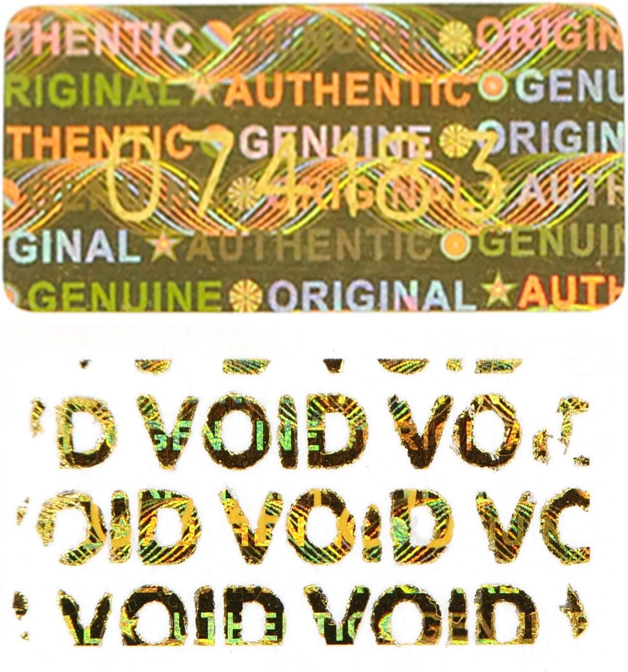 580 Pcs，Hologram Tamper-Proof Stickers, Warranty Void High Security Labels, Tamper-Evident Original Holographic Sticker，Unique Transparent Serial Number, 0.8 Inch X 0.4 Inch