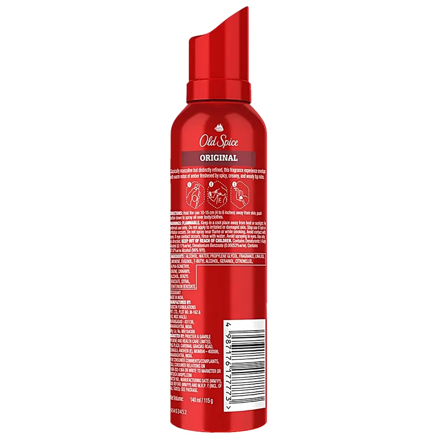 Old Spice Original Deodorant Body Spray, 3 Pack Odor Eliminator Body Spray for Men, 24-Hour Long-Lasting, Gas-Free Body Mist Antiperspirant, 4.73 Ounces Each image 3