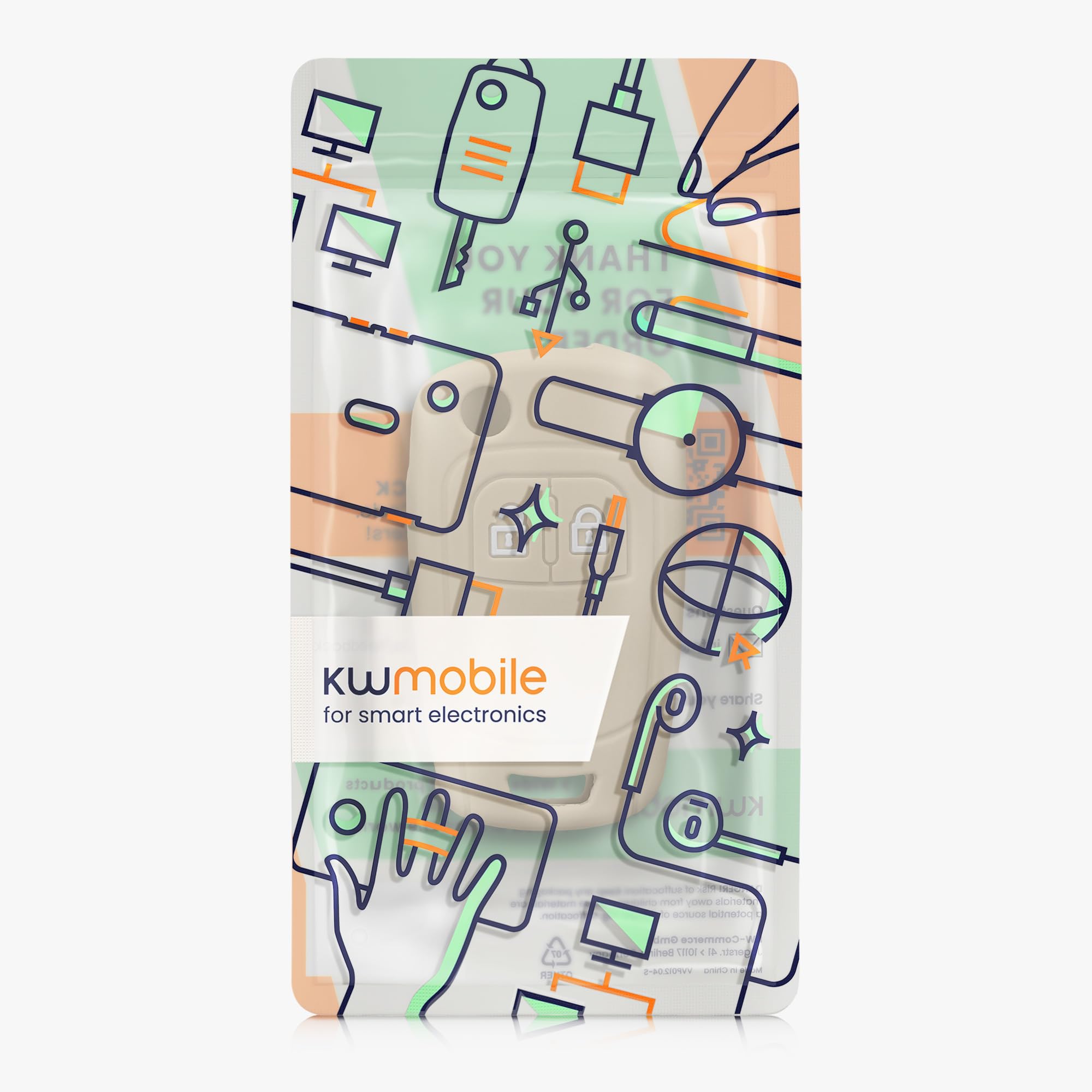 kwmobile Silikonowe etui na kluczyki samochodowe, kompatybilne z Opel Chevrolet, składane kluczyki samochodowe z 2 przyciskami – etui na kluczyki w kolorze kremowym