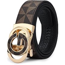 Mens Ratchet Belt Fashion Business Casual Leather Designer Belts with Adjustable Automatic Buckle Gift Box