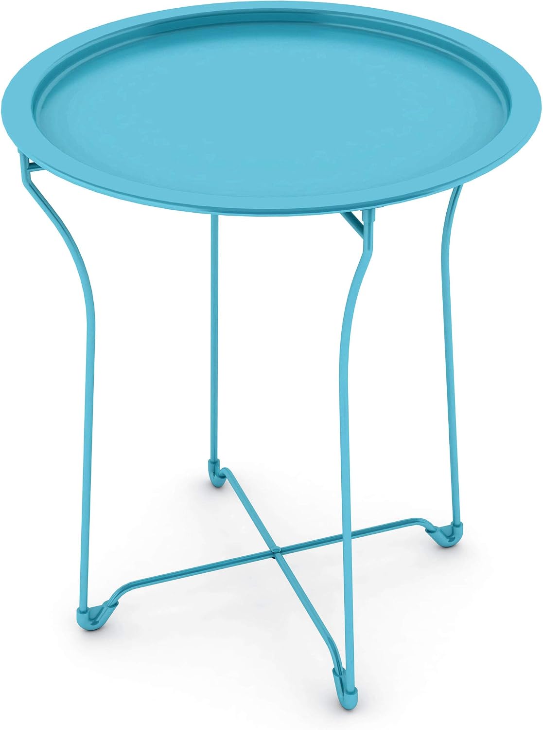 Atlantic urbSPACE Metal Side Table - Stylish Folding Tray Table, Sturdy Steel Construction with Wear-Resistant Powder Coating, PN in Capri Breeze
