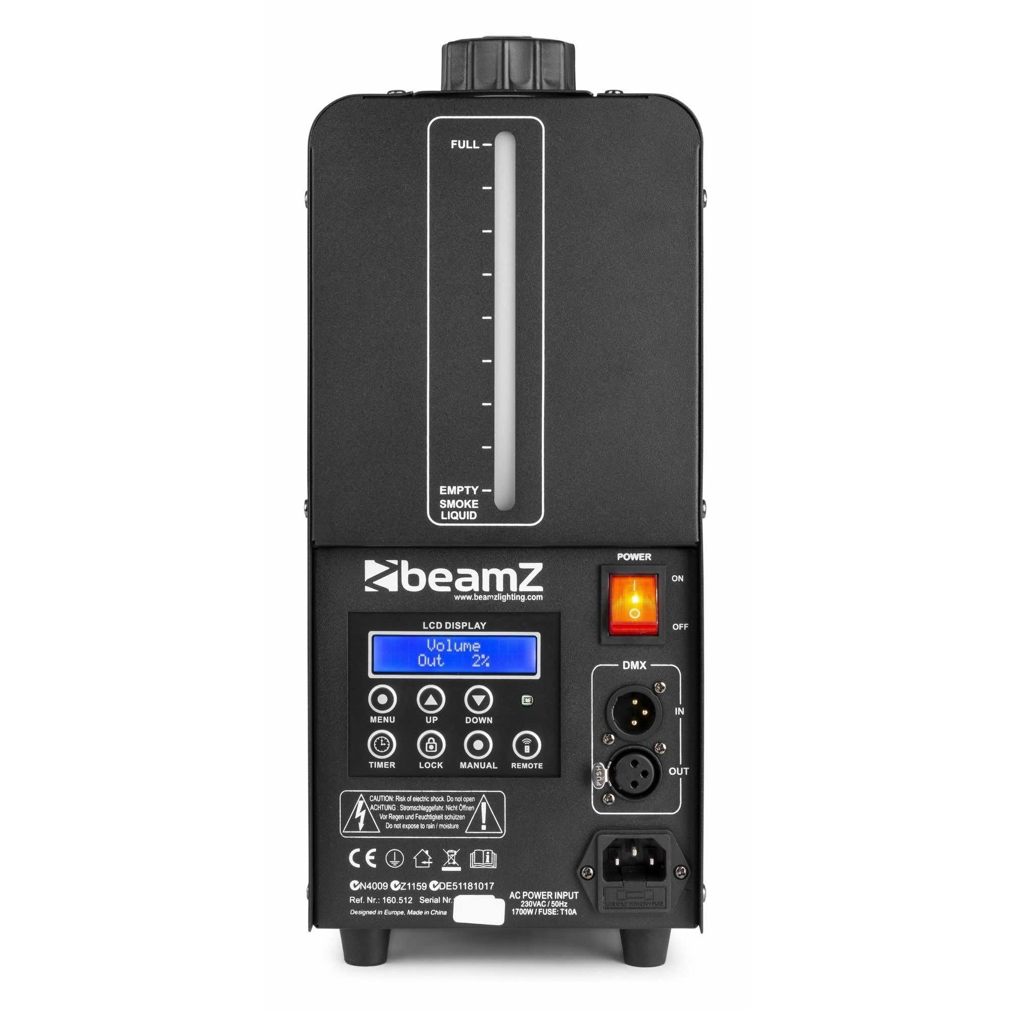 BeamZ H2000 Nebelmaschine, Hazer 1700 Watt mit DMX, Fazer, Smoke, Fog Machine, professionelle Dunst Maschine für Bühnen, Discotheken oder Großveranstaltungen, schwarz