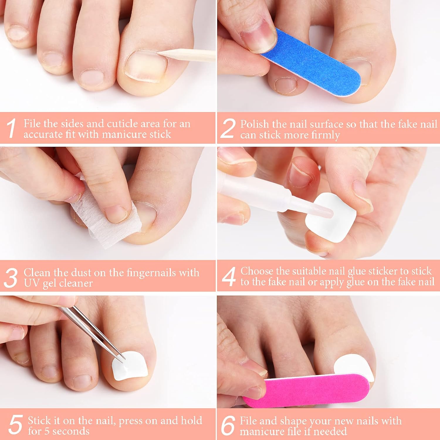 192 Pieces 8 Set Press on Toenails Fake Toe Nails Tips Kit Glue on Toes Nails for Women False Toenails Artificial Toe Nails 12 Sizes Full Cover Art Salon DIY Decoration (Charming Pattern)