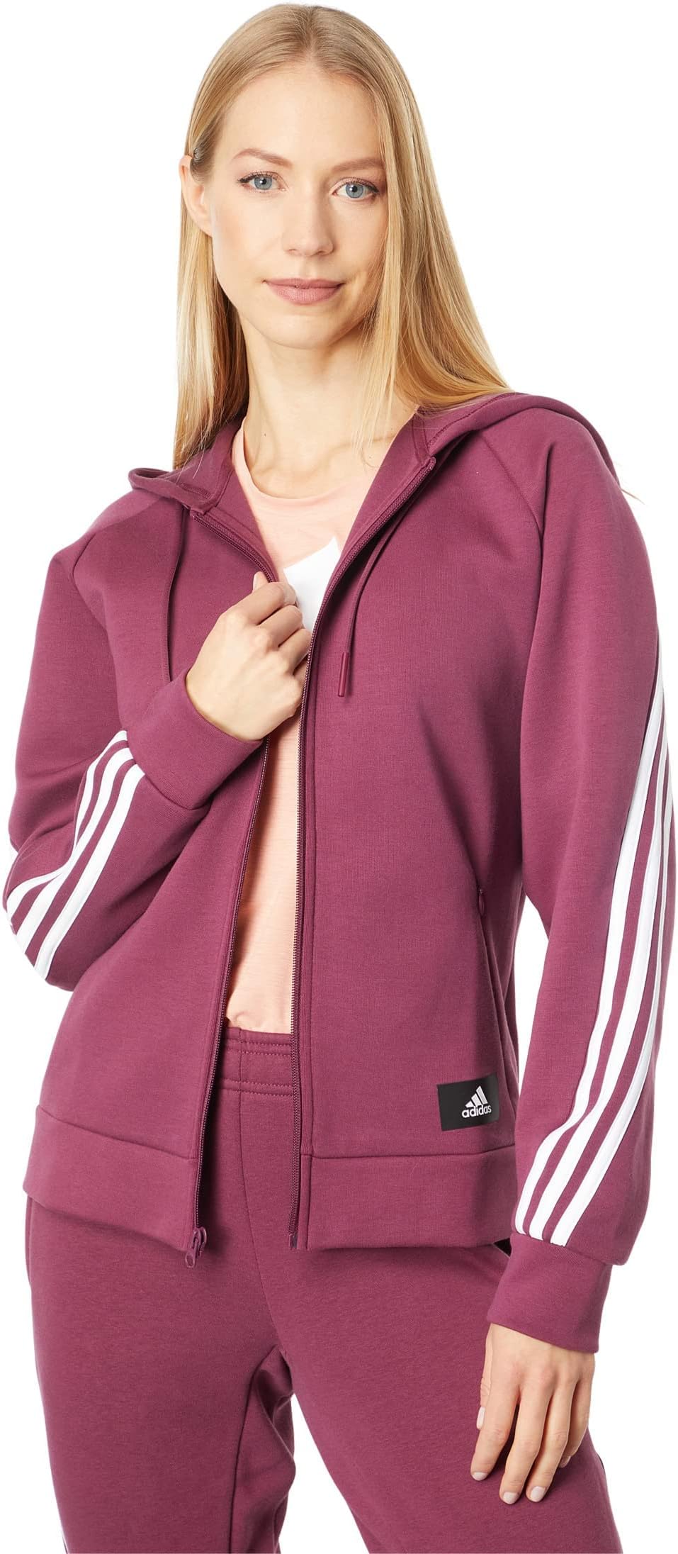 future icons 3 stripes fleece full zip hoodie