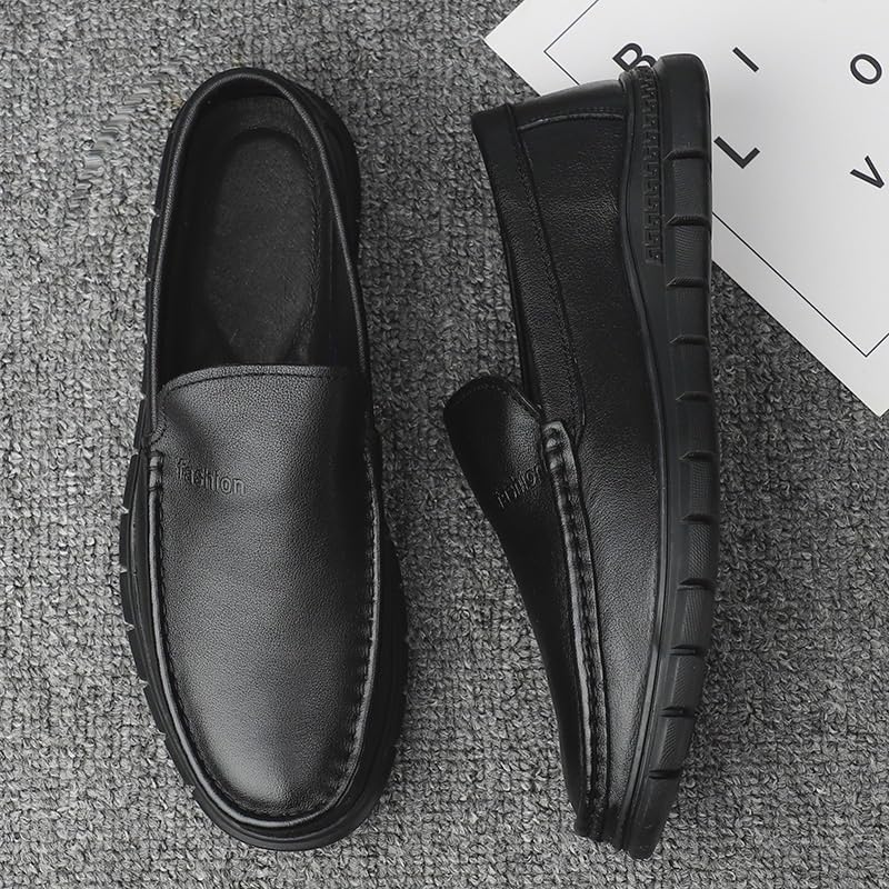 Men's Soft Toe Uniform Dress Work Shoes Slip Resistant Water Resistant Black Slip On Oxford Dress Shoes Resistant Breathable Driving Shoes3