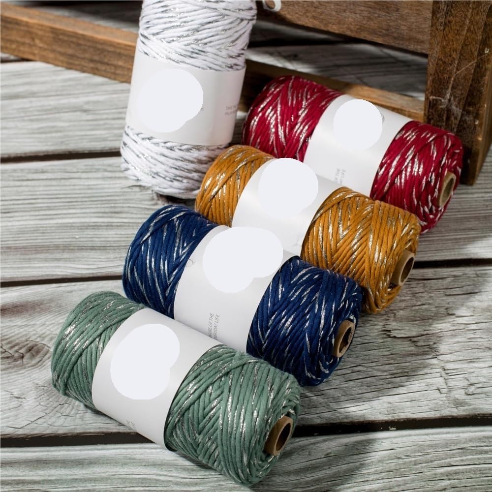 Fil de coton doré 300 g 3 mm – Corde épaisse en macramé for le tricot et l'artisanat à la main(None)