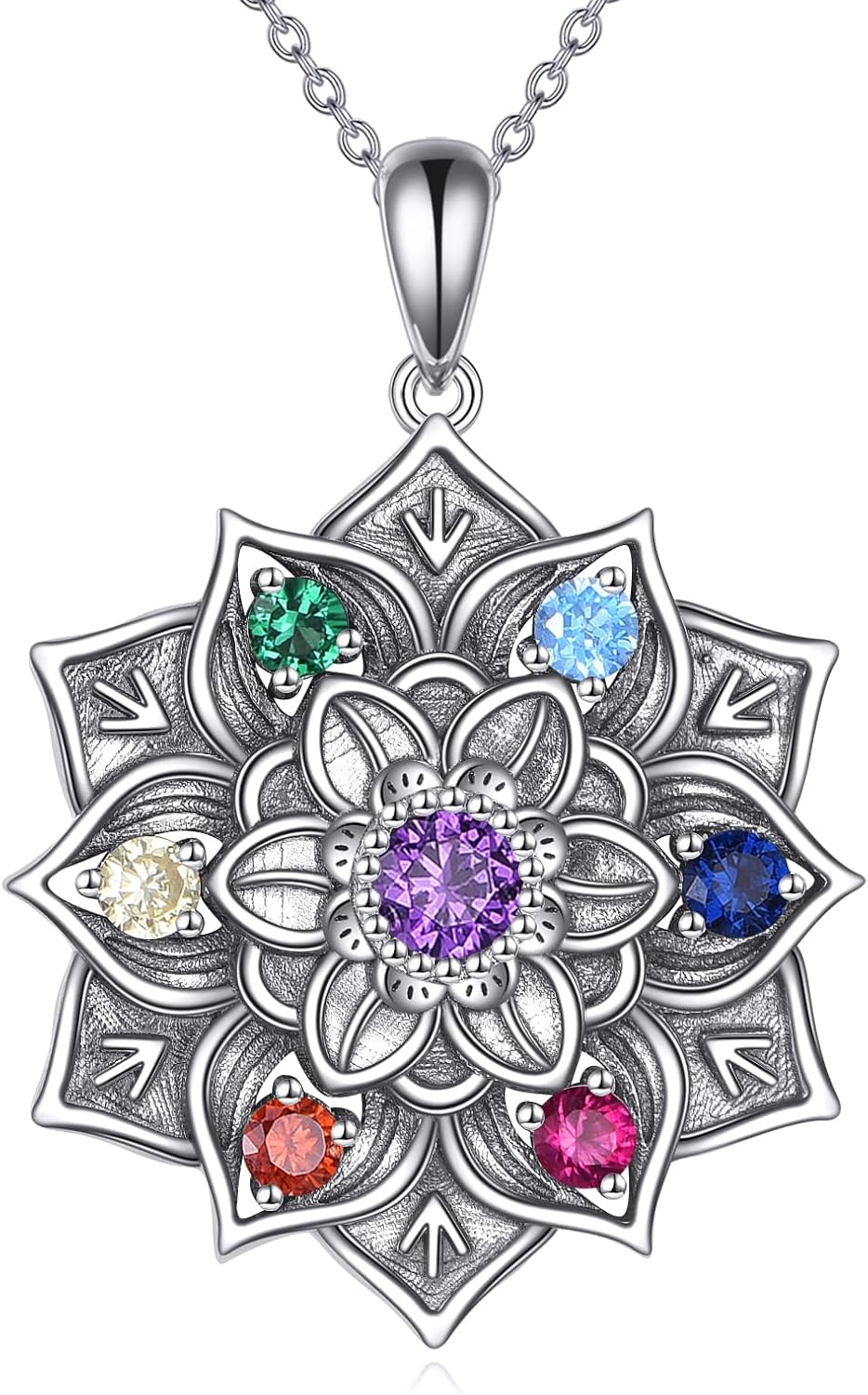 Chakra Lotus Necklace 7 Chakra Pendant Necklace Yoga Jewelry Yoga Lover Gift for Women Mom
