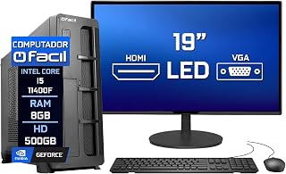 Computador Blue PC Slim Completo i5 11400F 8GB GEFORCE HD 500GB Monitor 19" HDMI LED Teclado e Mouse