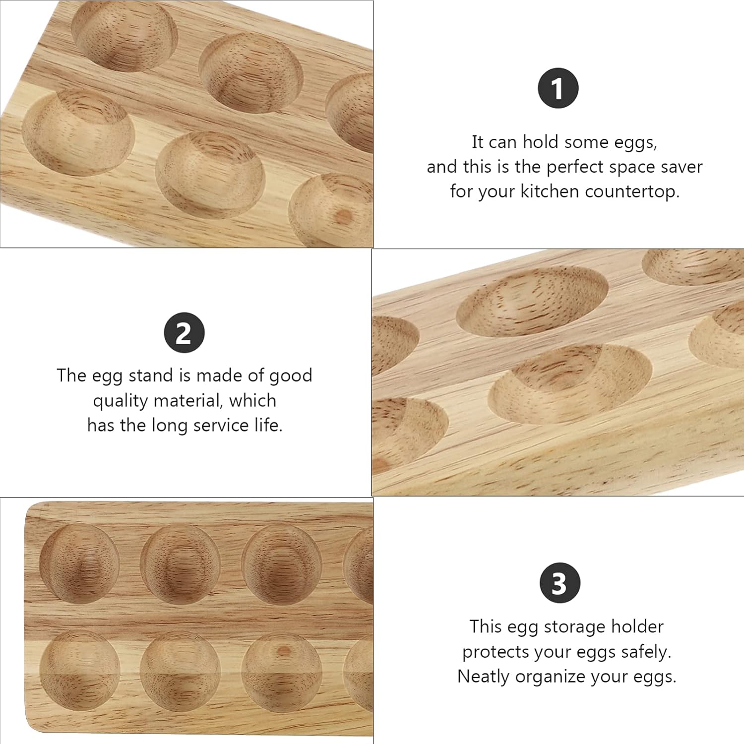 Angoily 1pc Wooden Egg Tray Tabletop Egg Display Holder Egg Storage Tray Fridge Egg Organizer Egg Tray for Refrigerator Coop Egg Tray Eggs Egg Skelter Egg Rack Kitchen Utensils Desktop ( )