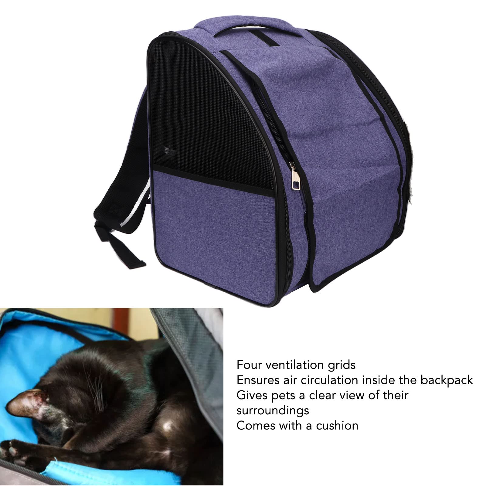 Tragbarer Rucksack für Katzen, große Kapazität, atmungsaktiv, für Reisen, Wandern, Outdoor, für Welpen, Hunde, Katzen (bis 10 kg, Violett)