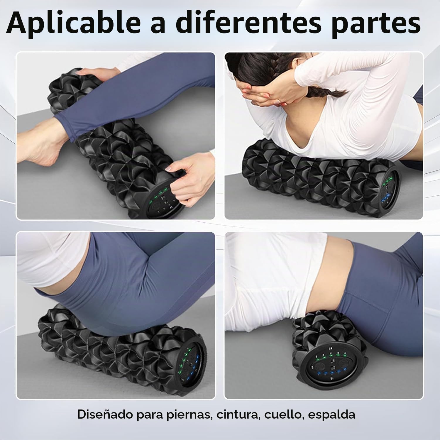 Rodillo Masaje Muscular, Rodillo de Espuma Eléctrico para Fascia con Vibración de 5 Niveles Masaje Muscular Recargable Vibración Profunda Intensa de Espuma para Tejidos