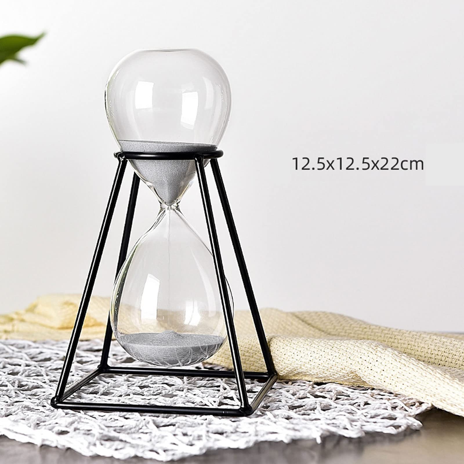 Sanduhr Sand Timer, Transparente Kristall-Sanduhr, Glasdekoration, Sanduhr, Sanduhr, 30 Minuten, kreatives Geschenk for Zuhause, Schreibtisch, Bürodekoration(Black Metal Frame)