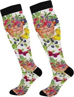 874 Crew Athletic Socks Summer Berries Baskets Blueberry Blackberry Raspberry Running Socks Funny Walking Socks Breathable Dress Crew Socks For Running Travel Sports 40cm
