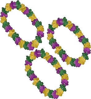 Blinkee 3 Pack - Mardi Gras Merriment Hawaiian Flower Lei Necklace 36-Inch, Unlit, Perfect for Kaleidoscope Masquerade, Unity, Diversity and Creativity Celebrations