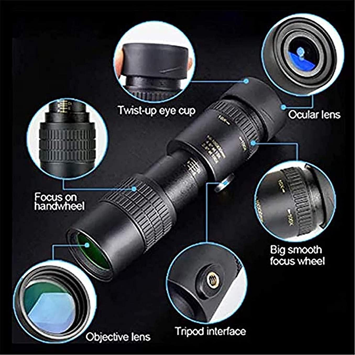 Telescopes for Kids Beginners 4K 10-300X40mm Super Telephoto Zoom Monocular Telescope with Tripod Smartphone Holder for Beach Travel Bird Watching Camping Hiking