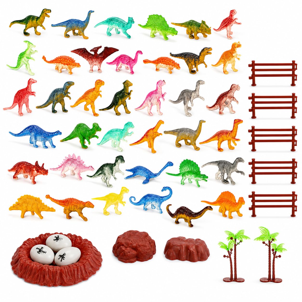 Buuraqq 52Pcs Mini Dinosaur Figures, Dinosaur Playset