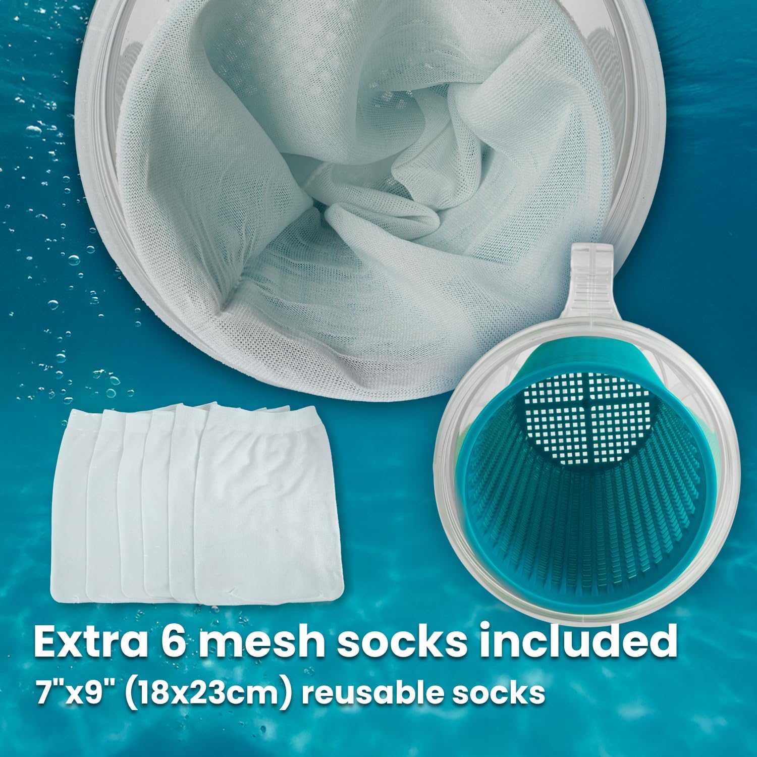 XtremepowerUS Heavy Duty in-line Pool Leaf Canister with Large Mesh Basket & (6PCS) Mesh Bag, Fits 1-1/2” Swimming Pool Cleaner Vacuum Hose