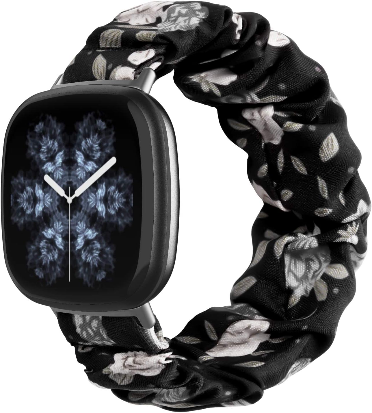 Scrunchie Bands Compatible with Fitbit Versa 3/Fitbit Sense, Women Girl Elastic Fabric Straps Pattern Printed Scrunchy Replacement Wristbands for Fitbit Versa 3/Fitbit Sense Smart Watch