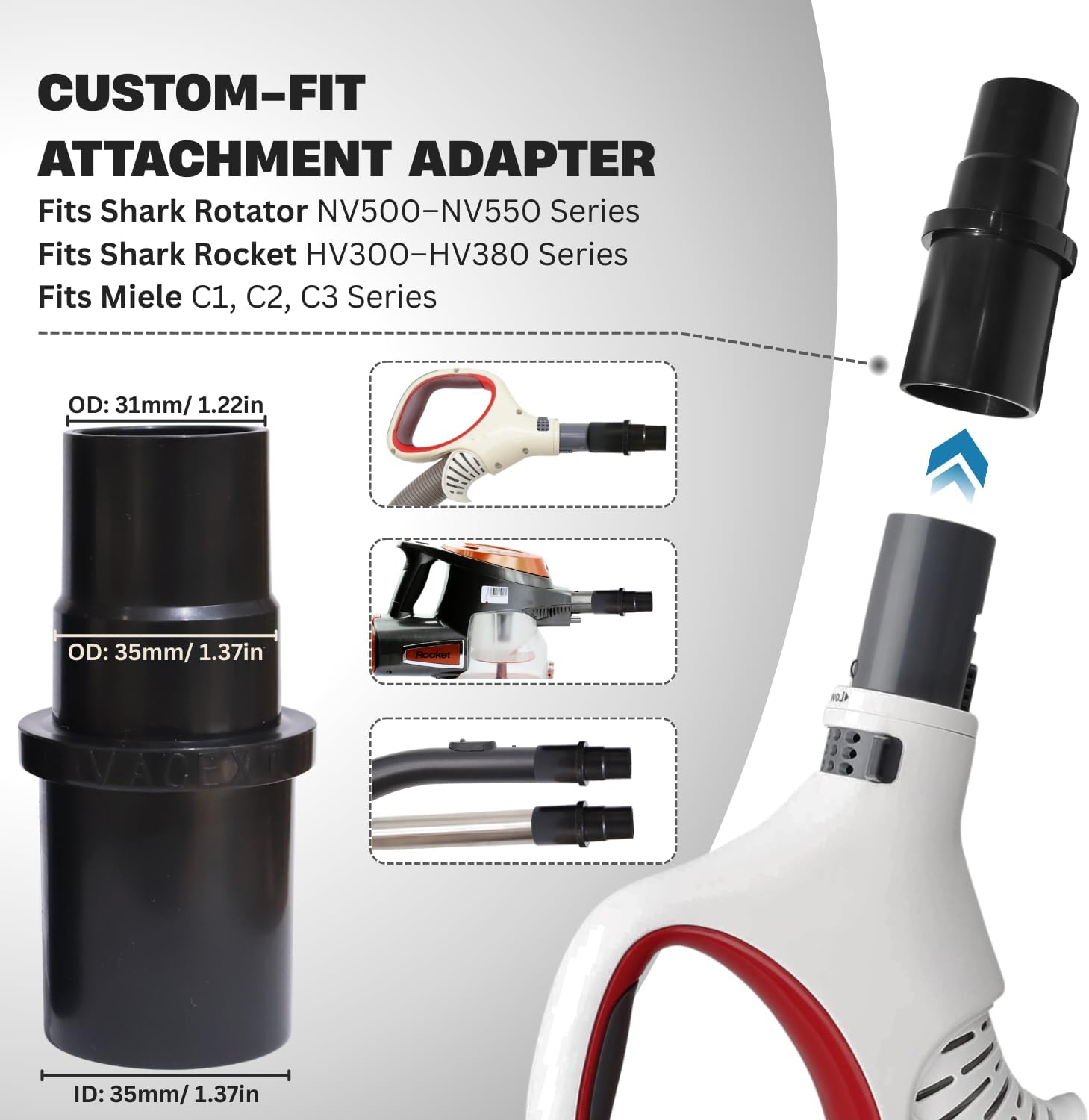 For Shark NV360 NV350 NV500 NV501 HV300 HV301 HV371 HV372 Vacuums: Horsehair Vacuum Dust Brush, Crevice Tool, Upholstery Tool, Dryer Vent Vacuum Attachment with Vacuum Hose Adapter for Shark Navigator
