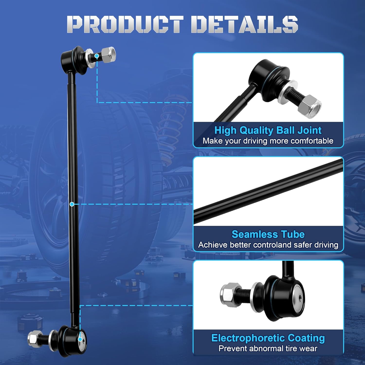 K750043 Front Sway Bar Stabilizer End Links Compatible with 2010-2018 Toyota RAV4 Prius V Plug-In Scion tC xB Lexus CT200h HS250h NX200t NX300h 2011 2012 2013 2014 2015 2016 2017, Set of 2