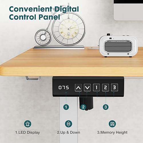 Miniatura 15 de Smug Escritorio de pie de altura ajustable de 40 pulgadas, mesa de computadora eléctrica para sentarse, de pie, mesa de computadora ergonómica de