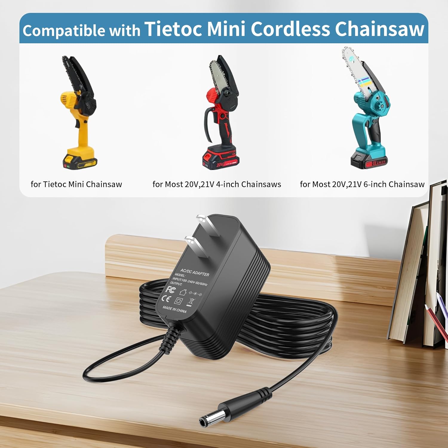 Charger for Tietoc Mini Cordless Chainsaw, 21V Adapter Compatible with 4 Inch / 6 Inch Handheld Chainsaw 21V Lithium Battery Power Charger - Image 2