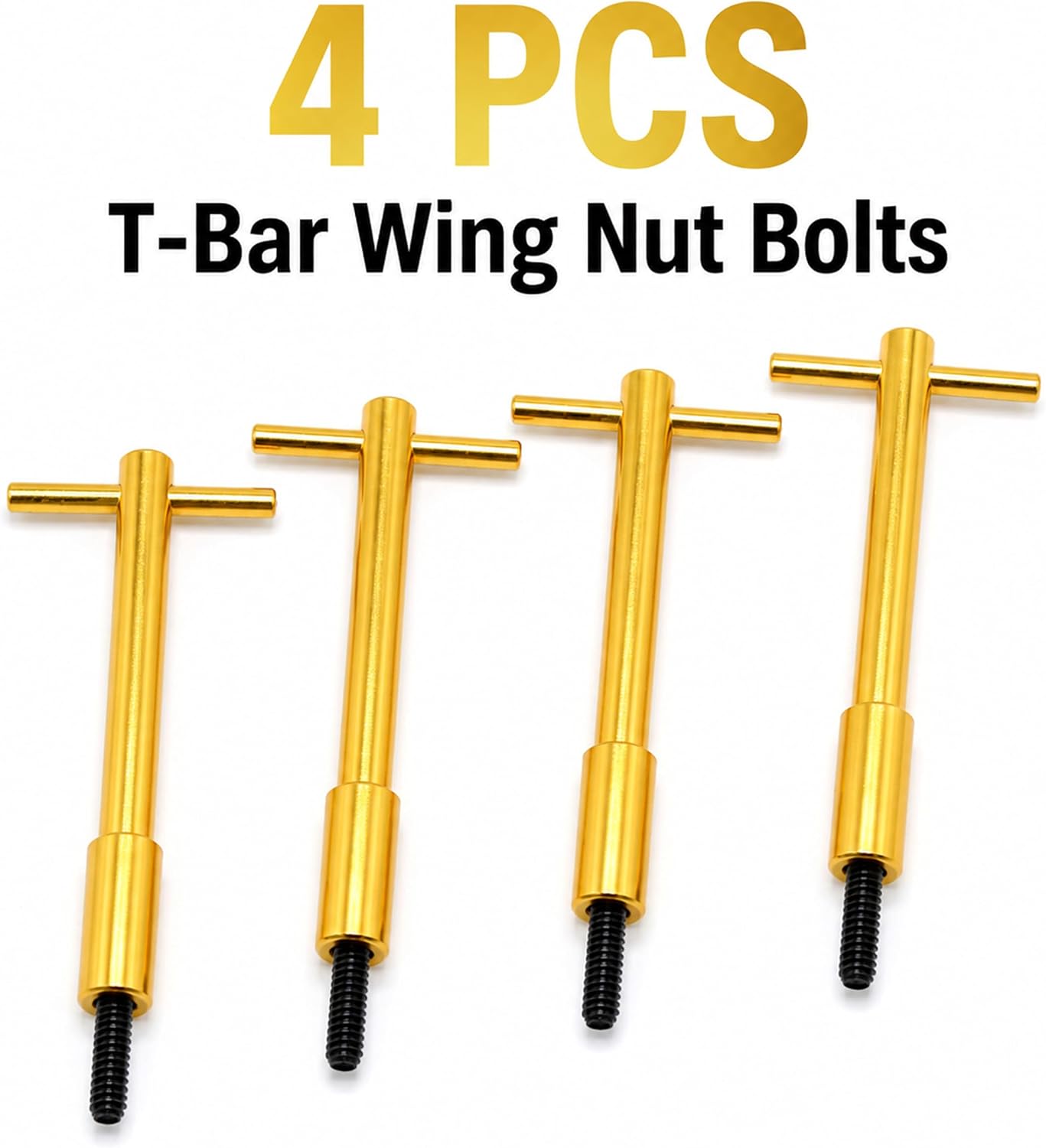 4 PCS Gold Valve Cover T-Bar Wing Nut Bolts 1/4"-20 Compatible with Chevy SBC BBC V8 Ford Dodge