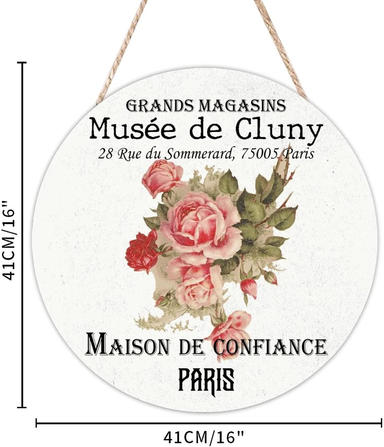 Old Paper Textures Round Door Hanger Sign, Vintage Flower Wood Door Sign, Vintage 16x16in Wall Hanging Sign Plaque for Front Door Entryway Porch Bar Pub Housewarming Gifts