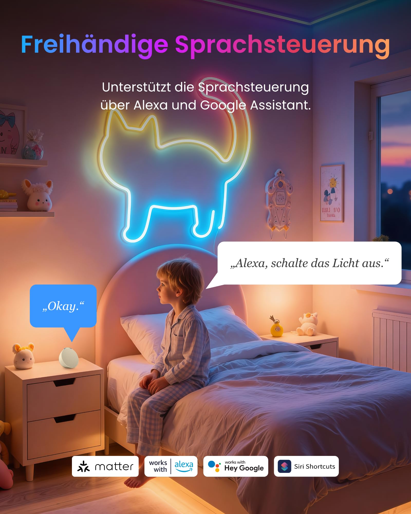 SwitchBot RGBIC Neon Rope Light, 5M Matter Neon LED Strip Kompatibel mit Apple Home, Alexa, Google Home, 16 Millionen Farben, Musik-Synchronisation, Szenenmodi, LED Streifen für Schlafzimmer Deko