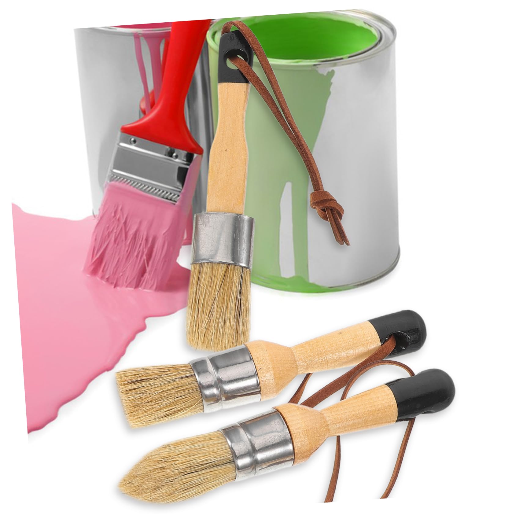POPETPOP 2 Series Juego De Pinceles House Sloan Brushes Kit para Teñir Tizas para Interiores Manualidades Oscuras Pintura Mate Pincel para Muebles Pincel Redondo para 3 Piezas*2