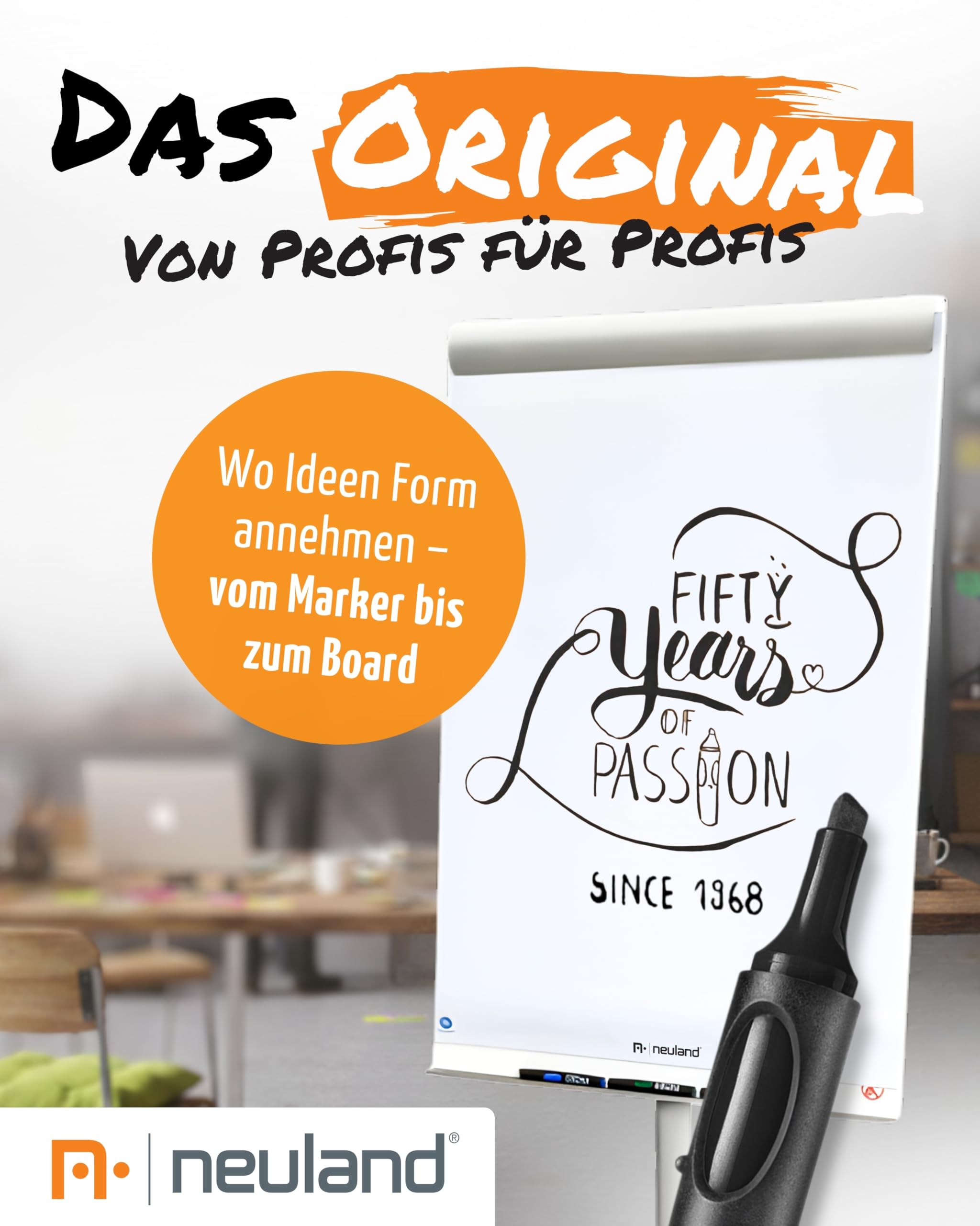 Neuland No.One® Flipchartmarker I Mehrfarbiges 8er Set mit Keilspitze 2-6mm I Nachfüllbarer Marker für Trainer, Moderatoren & Coaches I Ergonomischer & langlebiger Flipchartstift