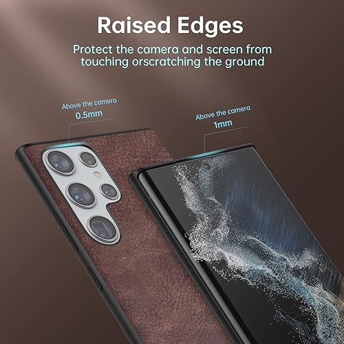 Miniatura 5 de SALAWAT Funda para Galaxy S22 Ultra, delgada, de piel sintética, vintage, a prueba de golpes, ligera, suave, TPU, carcasa protectora híbrida de